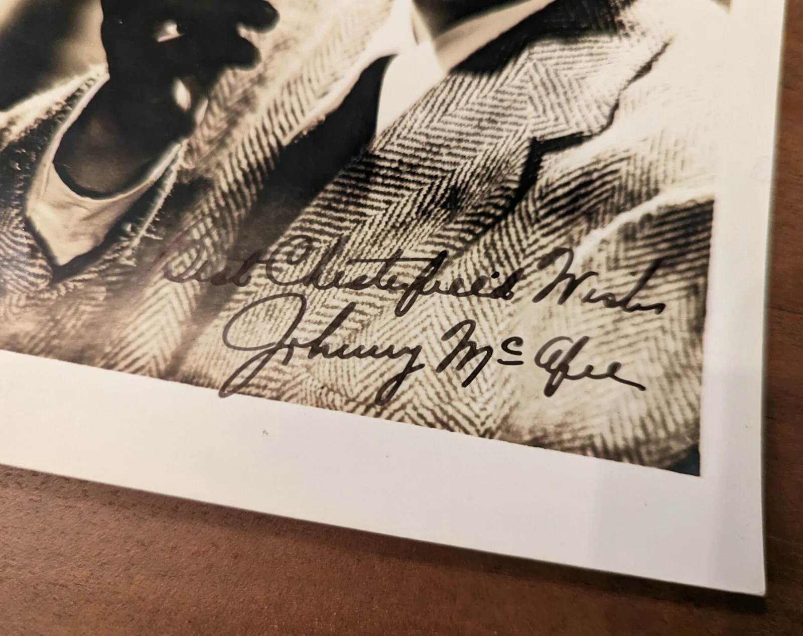 1940s Hand Signed JOHNNY MCAFEE Fan Photograph Harry James Swing Band Musician, изображение 2