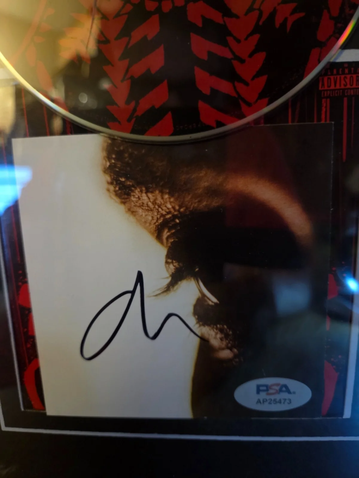 the WEEKEND signed "Hurry Up Tomorrow" Frank Miller CD insert PSA/DNA framed, image 2