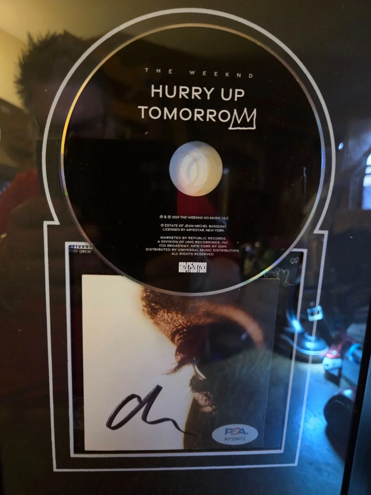 Inserto de CD Basquiat firmado "Hurry Up Tomorrow" el FIN DE SEMANA PSA/DNA enmarcado GRATIS SH, image 3