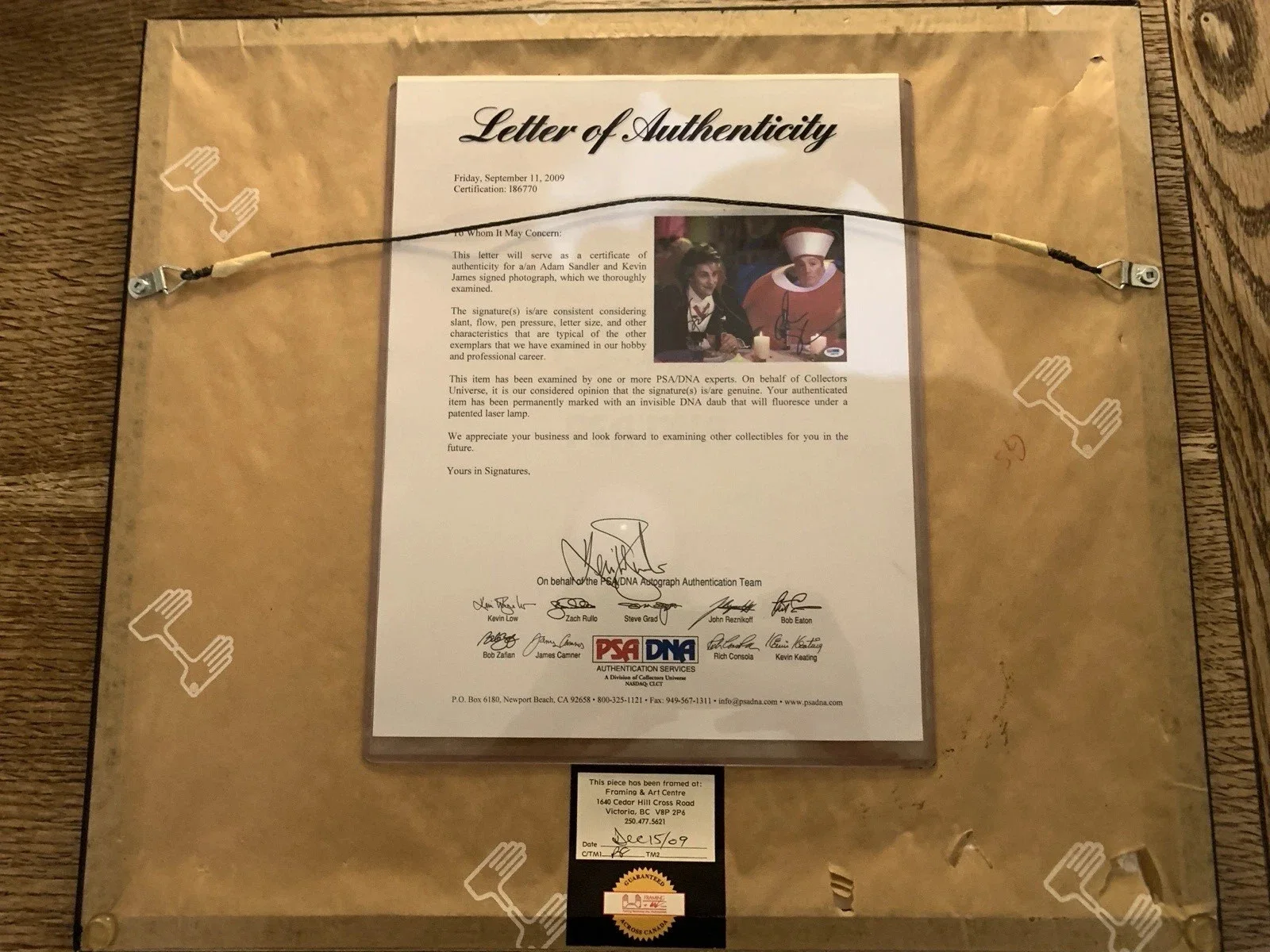 ADAM SANDLER — ADAM SANDLER & KEVIN JAMES signed MATT/FRAMED photo PSA/DNA LOA chuck/larry film, изображение 3