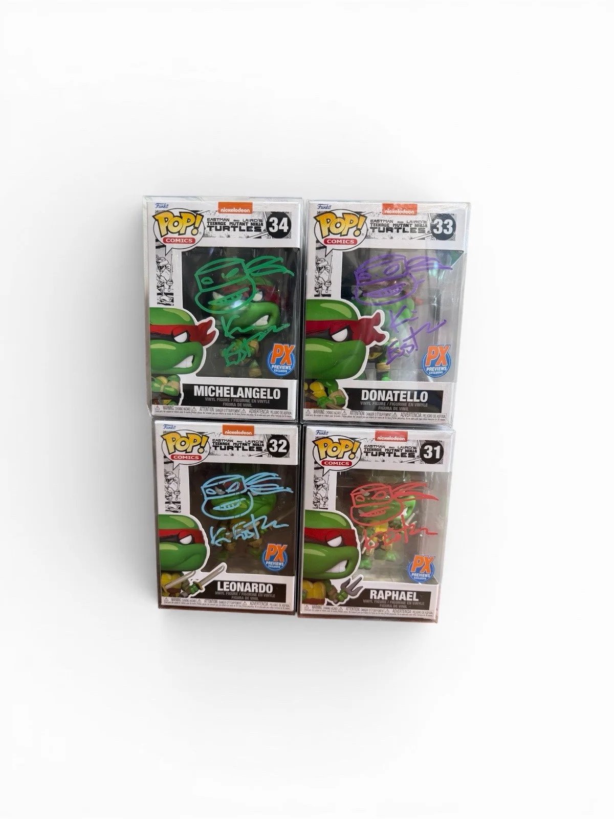 Kevin Eastman — Kevin Eastman Signed Sketched TMNT Exclusive Funko Pop 4 Turtle Set