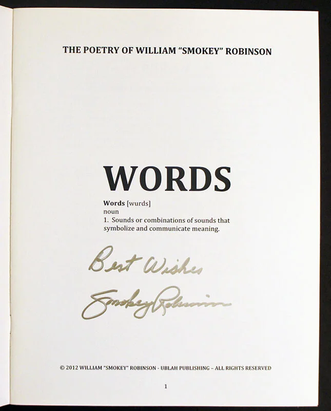 SMOKEY ROBINSON SIGNED in Person *WORDS* Program / Booklet w/ 2 Event Flyers, image 3