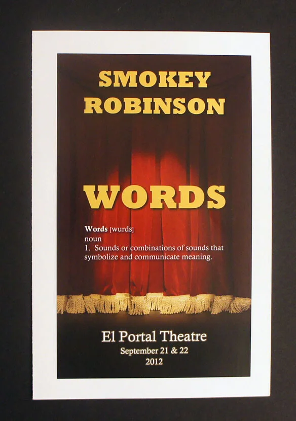 SMOKEY ROBINSON SIGNED in Person *WORDS* Program / Booklet w/ 2 Event Flyers, image 4
