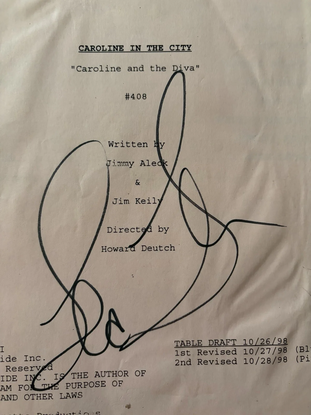 Lea Thompson — Lea Thompson Autographed Script Caroline In The City Episode 408, image 2