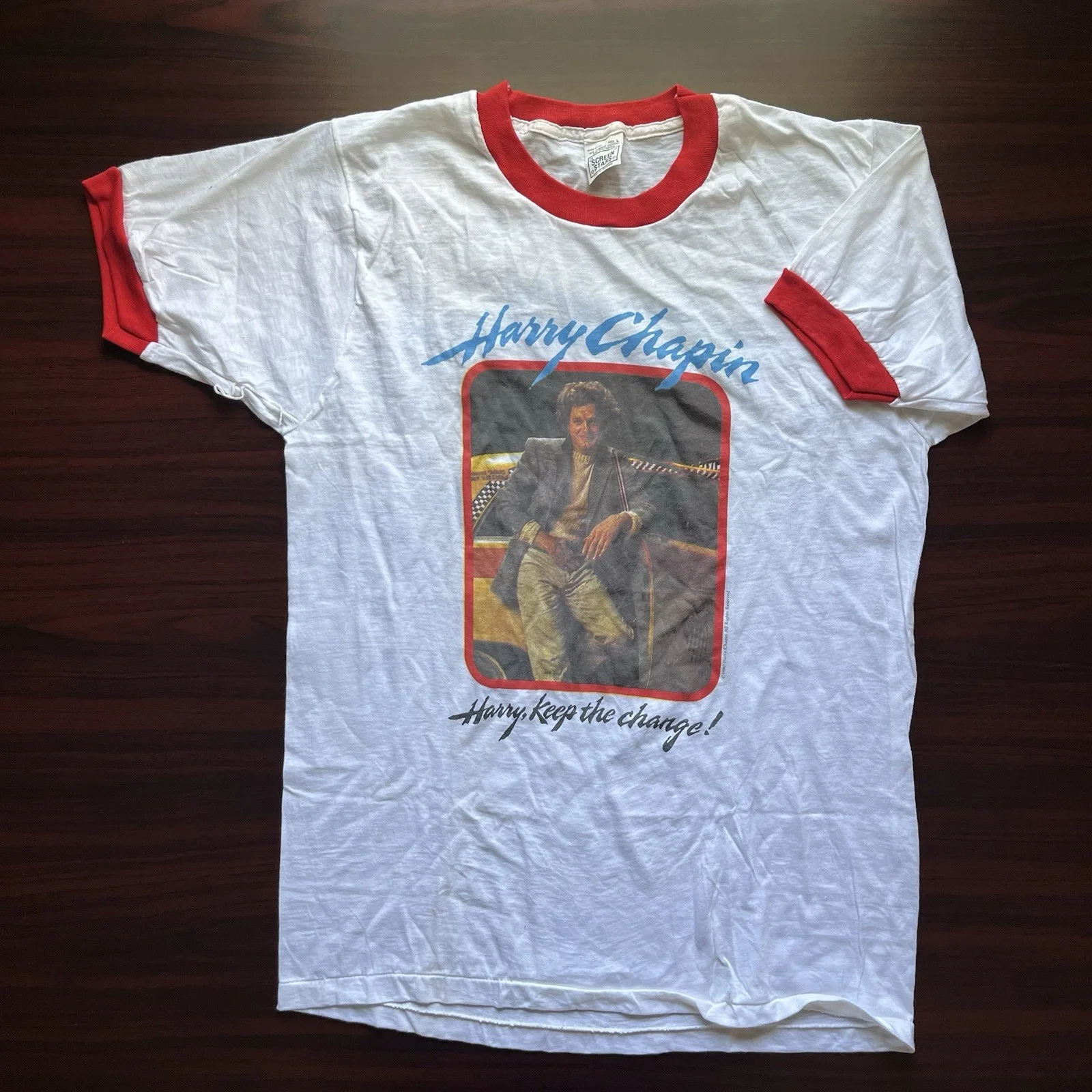 Harry Chapin — Vinatge Harry Chapin Hand Signed World Tour Concert T-Shirt 1980 Large