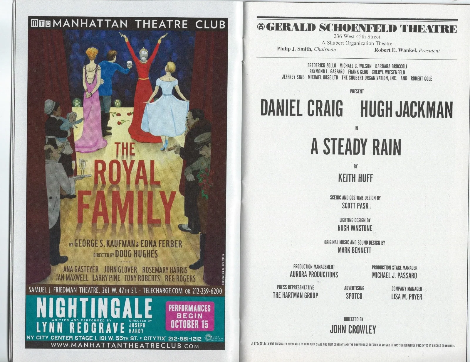 Daniel Craig, Hugh Jackman — Daniel Craig & Hugh Jackman signed A Steady Rain Playbill. 007 Bond Wolverine, image 2