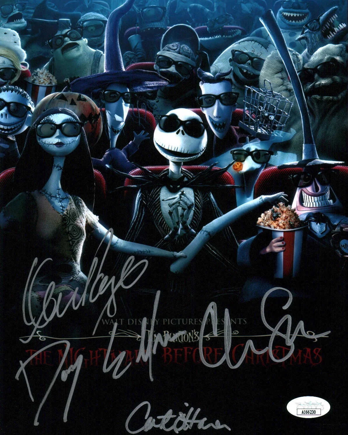 O'Hara, Page, Sarandon, Elfman — Disney Nightmare Before Christmas 8x10 Cast x4 Photo JSA Certified Auto