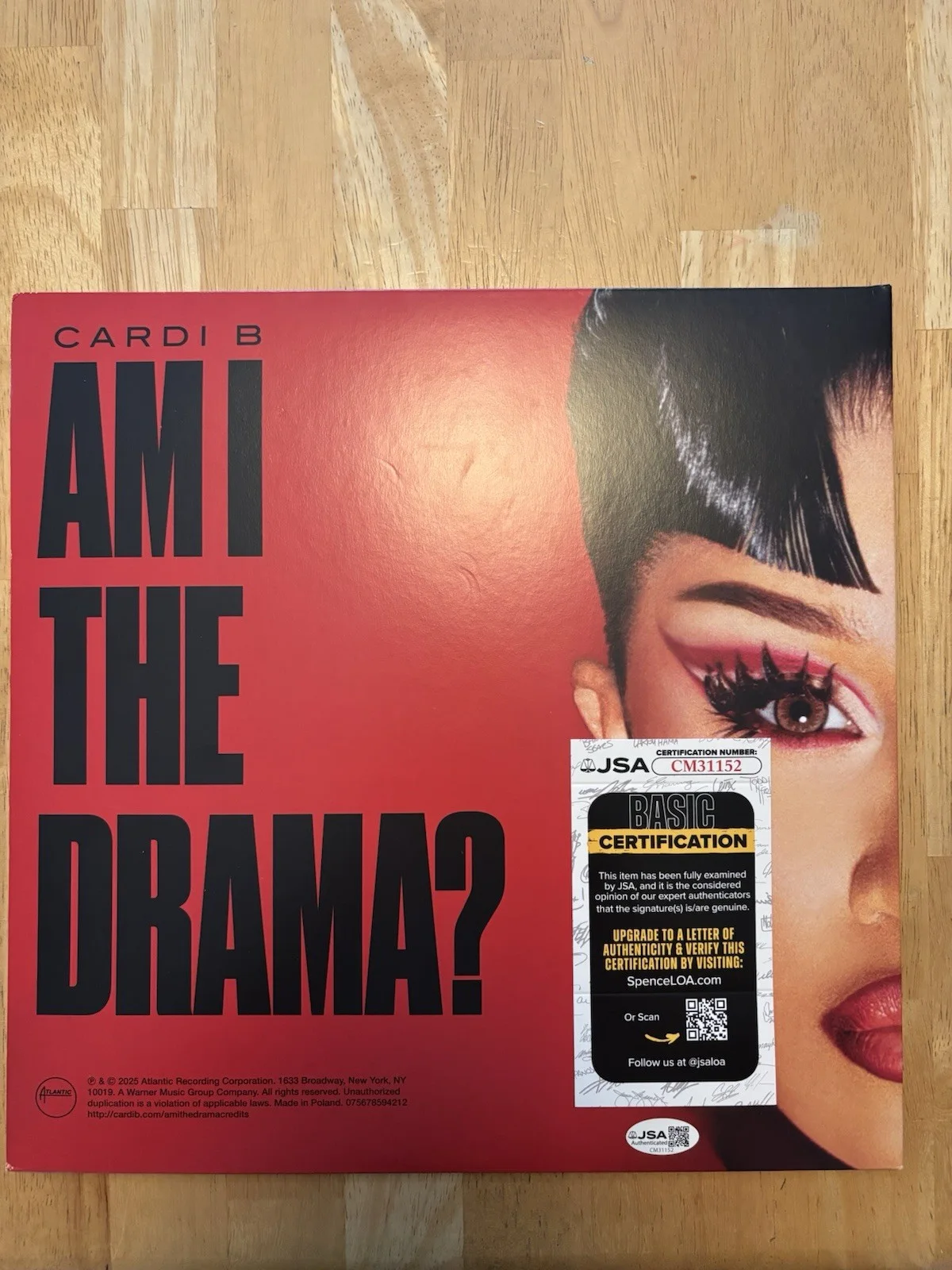 Cardi B Signed Autographed “ Am I The Drama?” Vinyl. JSA Coa, image 3