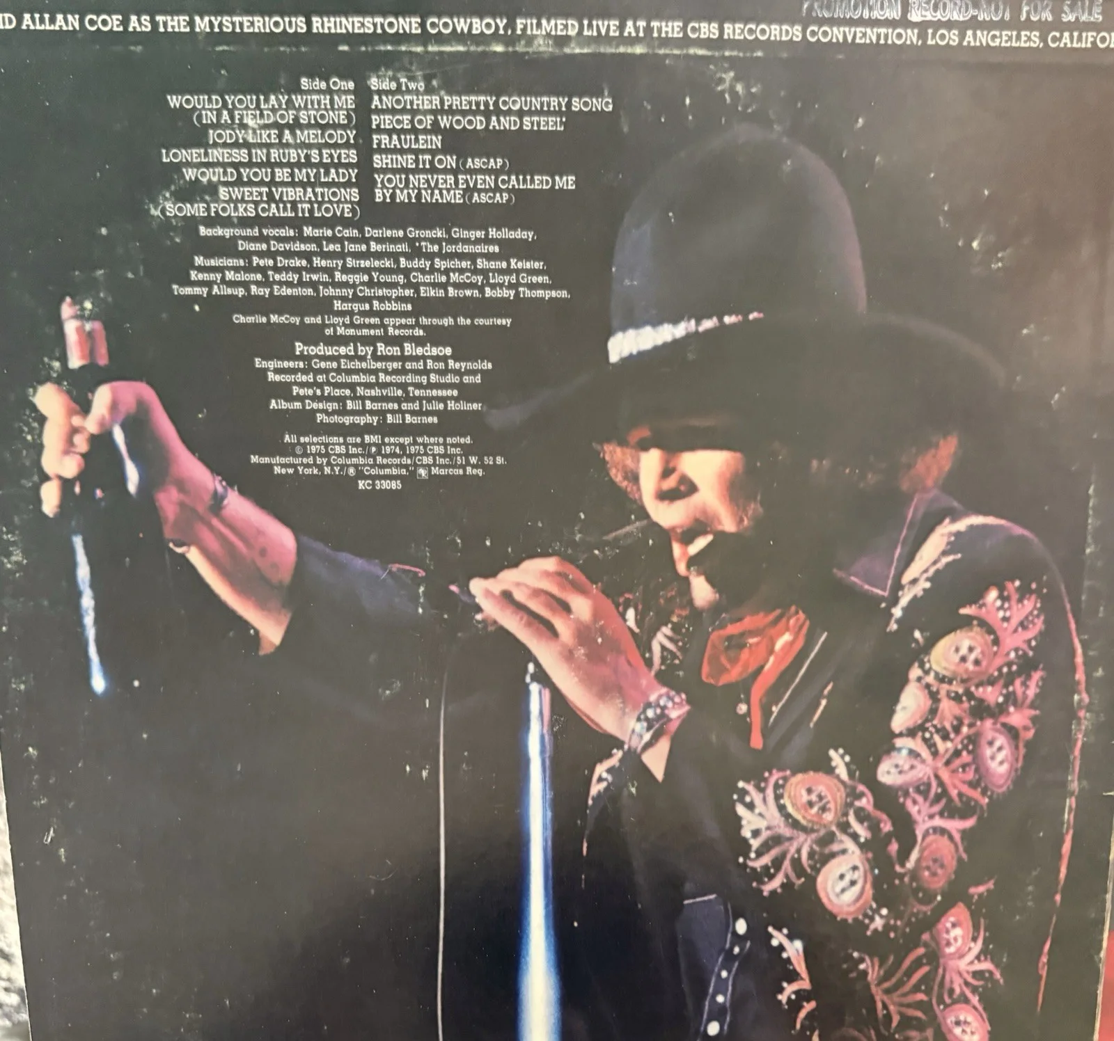 David Allan Coe The Mysterious Rhinestone VG++Signed Record +1 unsigned Vin Rec, image 4