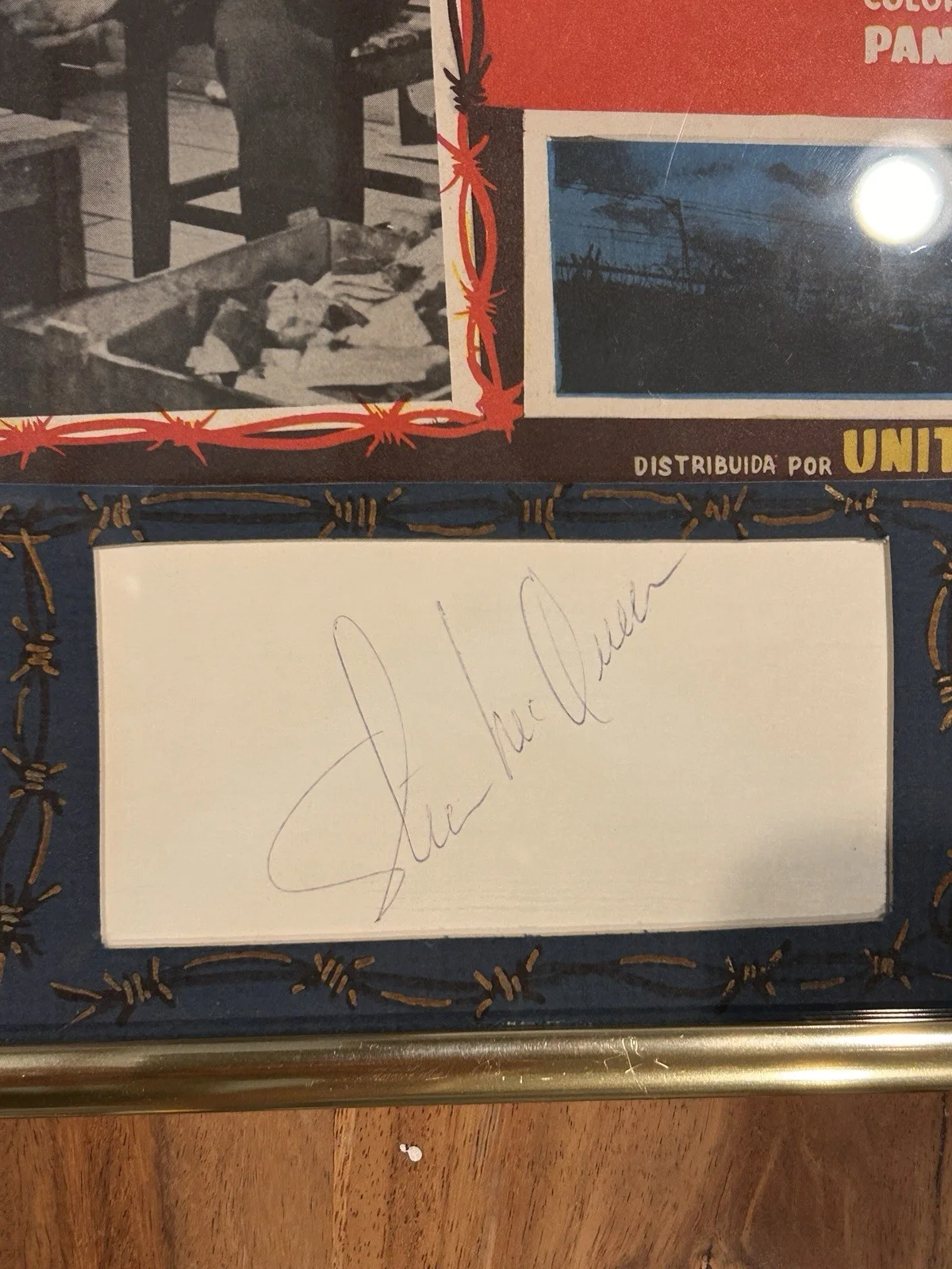 Steve McQueen The Great Escape Framed Lobby Card Signed Autograph Display, image 2