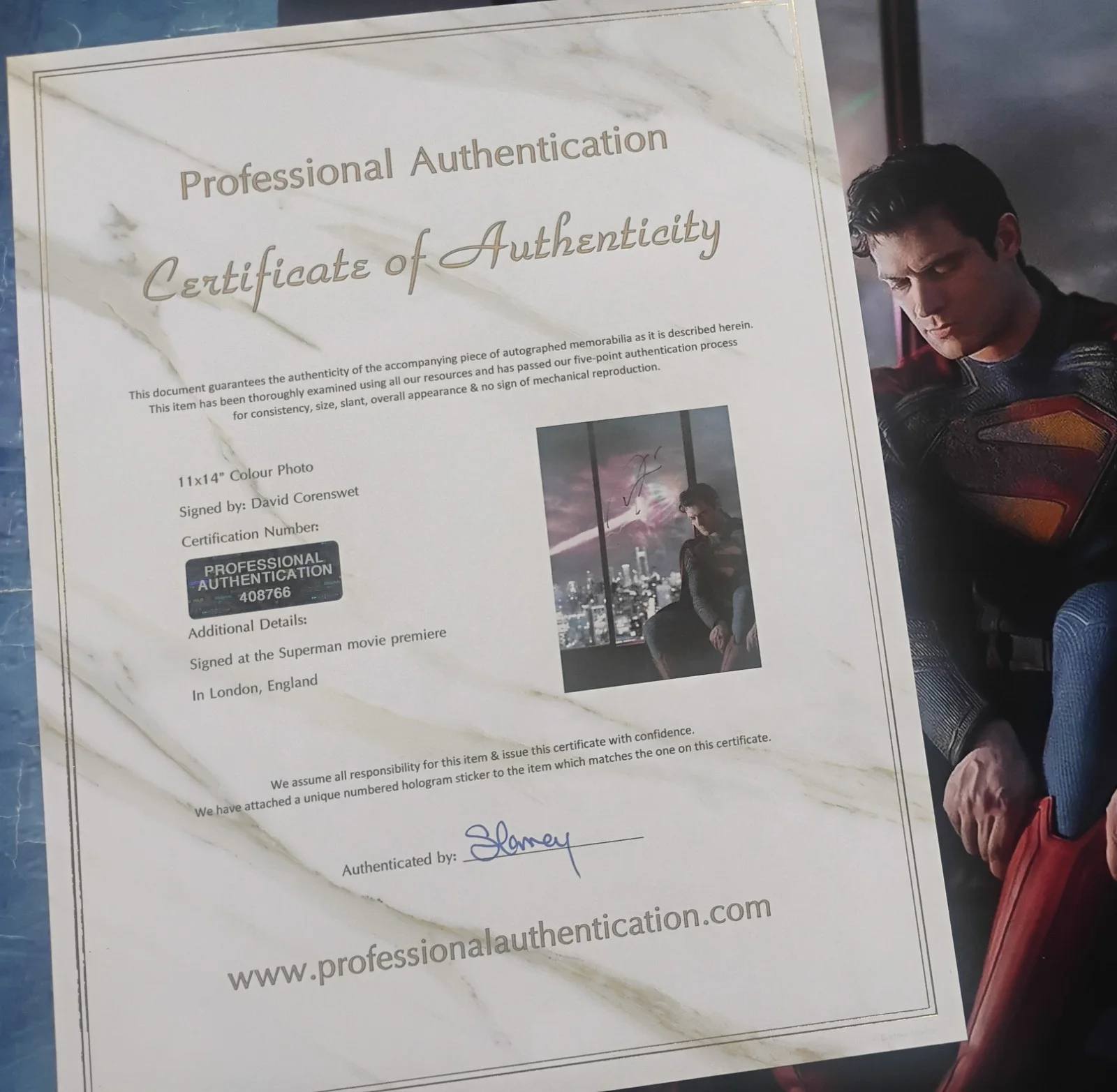 David Corenswet Hand Signed 11x14 Photo COA Superman NO US TARIFFS, image 4