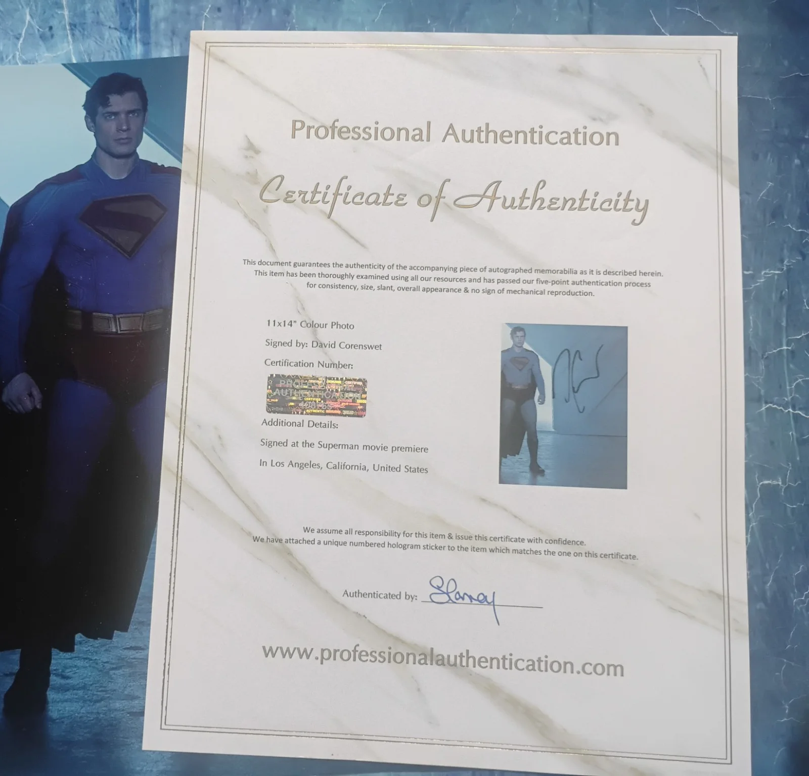 David Corenswet Hand Signed 11x14 Photo COA Superman NO US TARIFFS, image 4