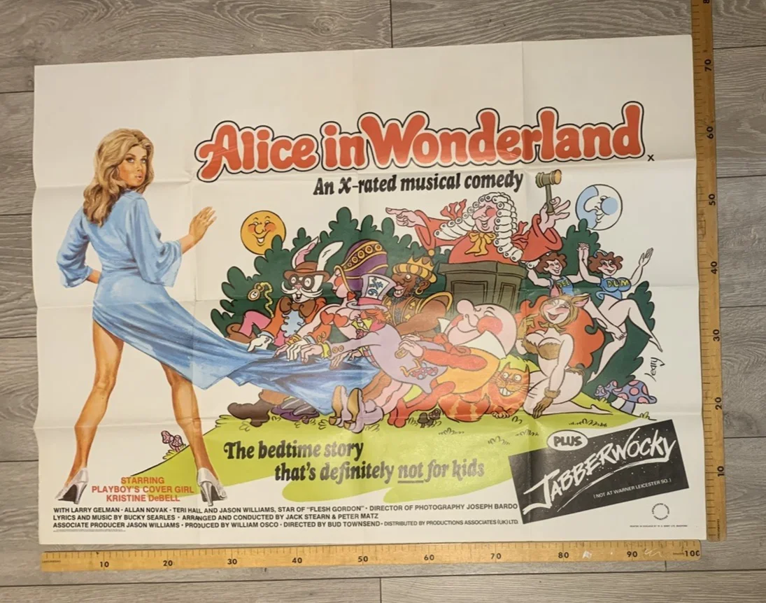 ALICE IN WONDERLAND ADU1T COMEDY 1976 ORIGINAL UK QUAD EXCELLENT CONDITION, image 2