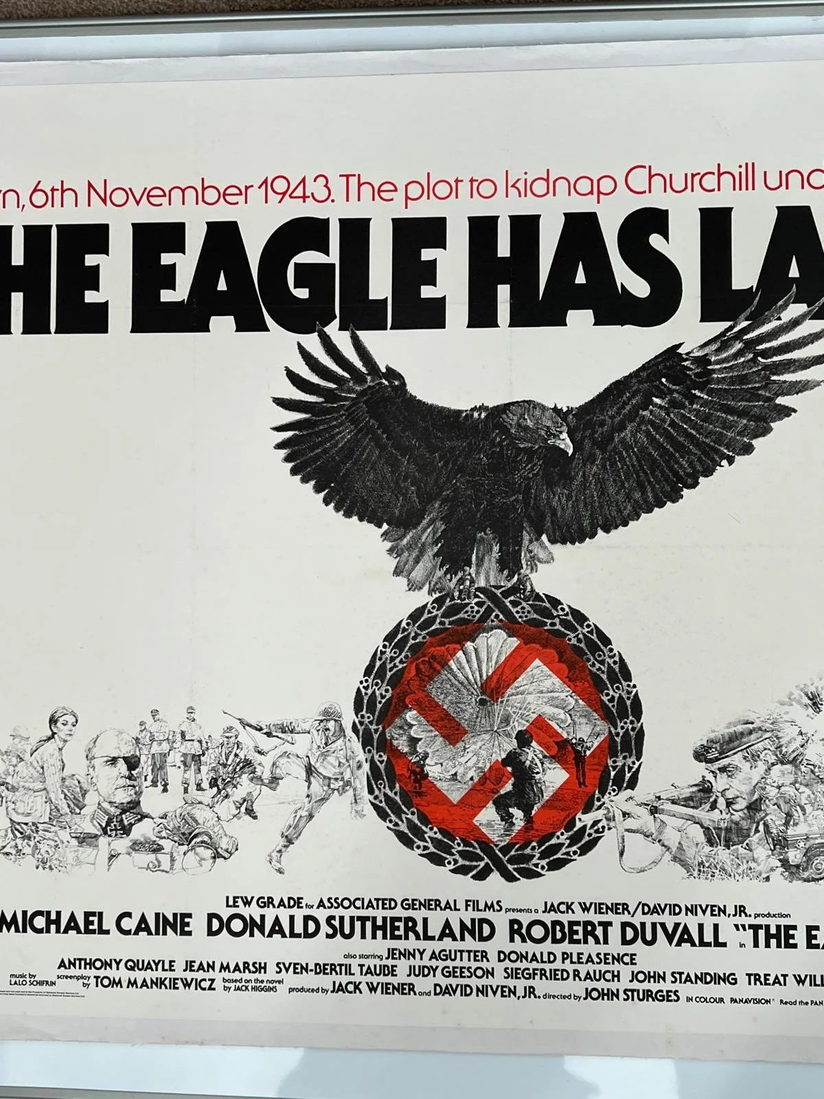The Eagle Has Landed Original UK British Quad LINEN BACKED 30x40 1976 Film Poste, image 2