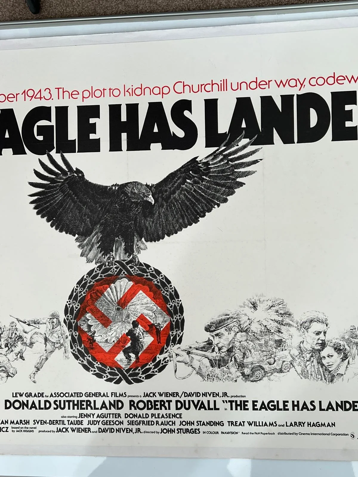 The Eagle Has Landed Original UK British Quad LINEN BACKED 30x40 1976 Film Poste, image 4
