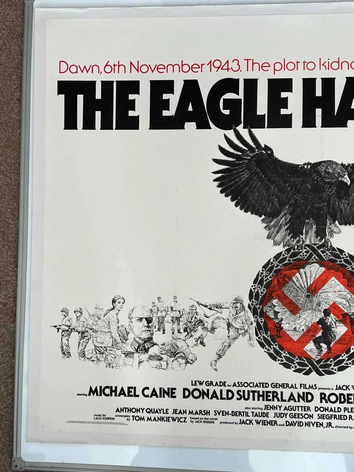 The Eagle Has Landed Original UK British Quad LINEN BACKED 30x40 1976 Film Poste, image 5