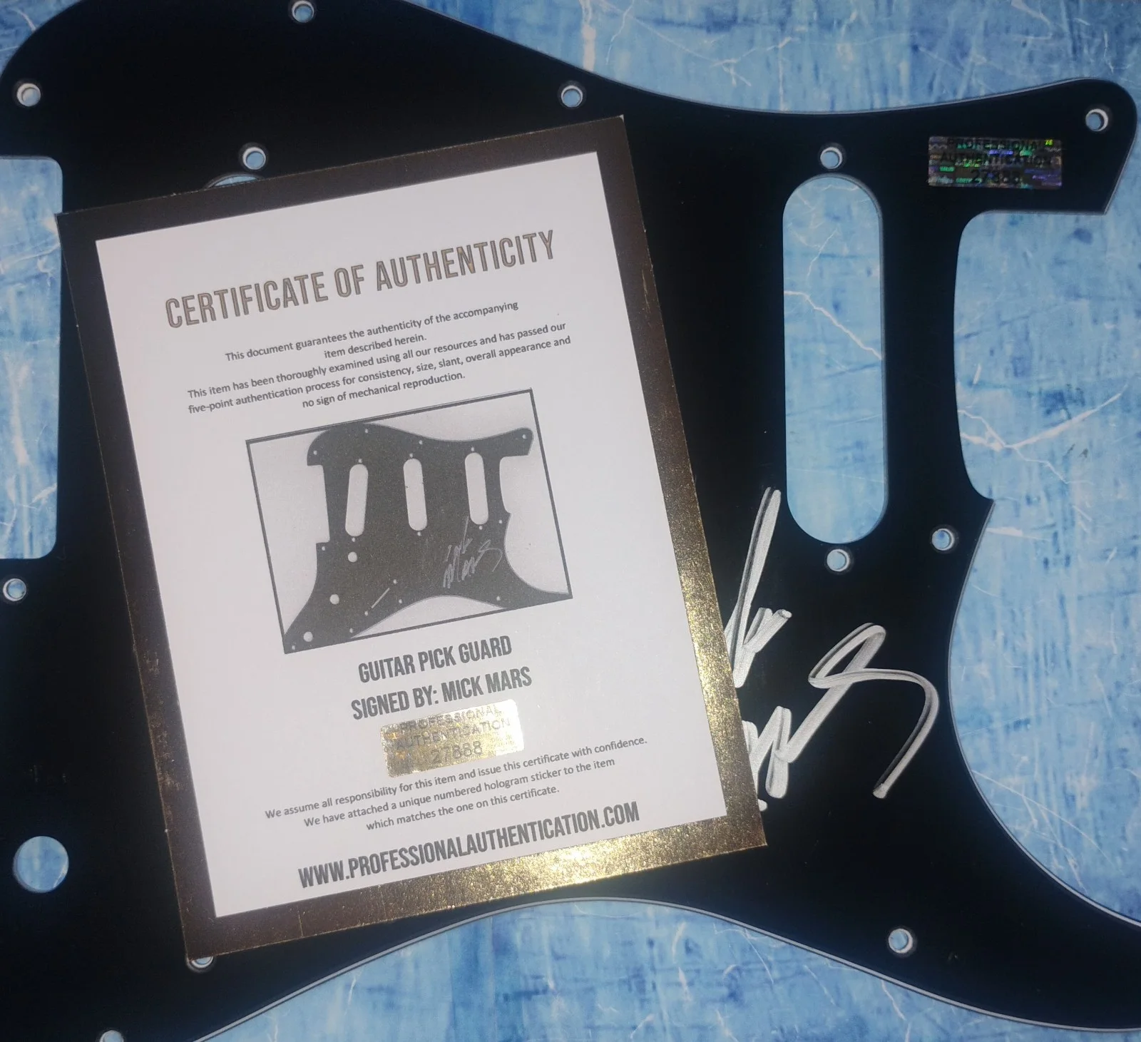 Mick Mars Hand Signed Autograph Guitar Pick Guard COA Motley Crue NO US TARIFFS, image 4