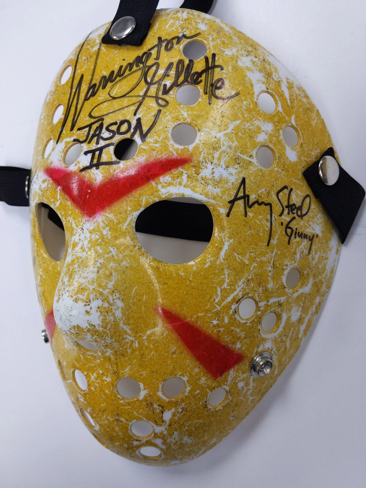 WARRINGTON GILLETTE AMY STEEL ADRIENNE KING 3 Signed Jason MASK F13th Part 2 JSA, image 2