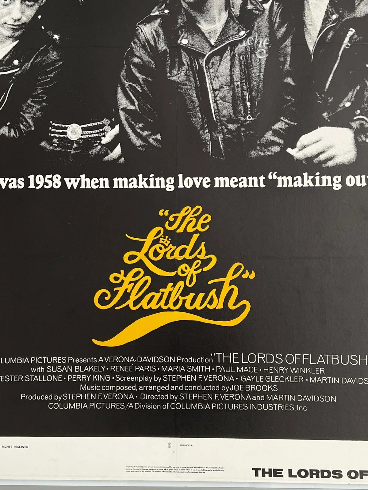 The Lords of Flatbush Original US One Sheet LINEN BACKED Film Poster 1974 27x41", изображение 3