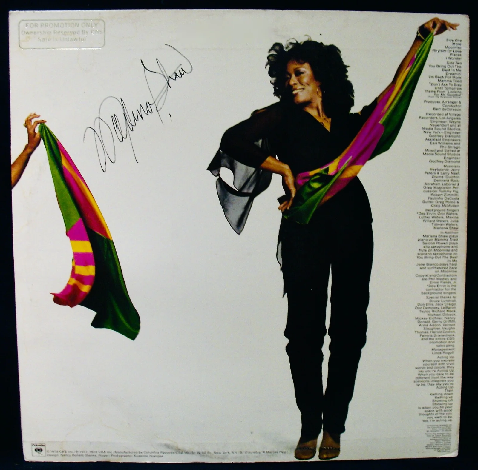 MARLENA SHAW: Acting Up~Signed Funk & Soul Promo Album-COLUMBIA #JC 35073, изображение 3