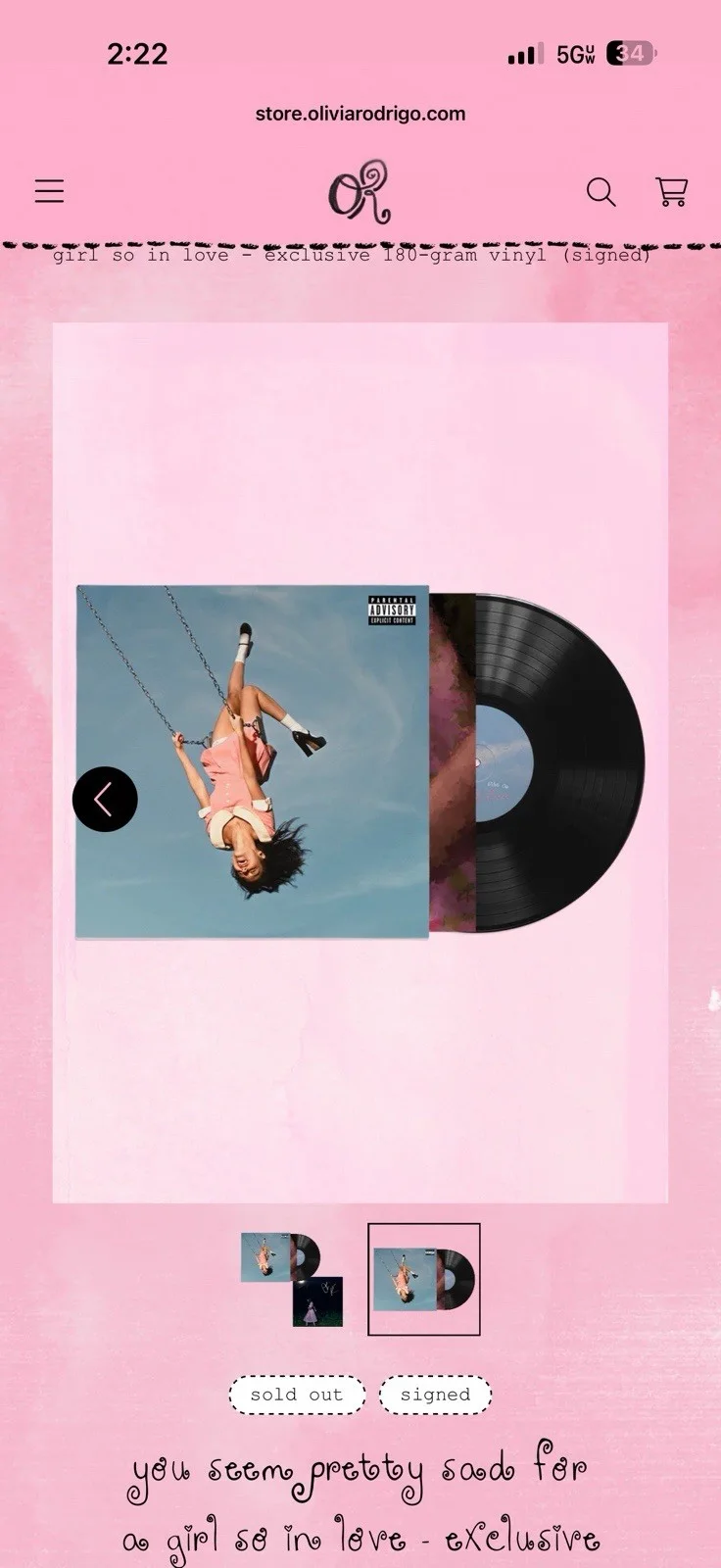 SIGNED Olivia Rodrigo VINYL You Seem Pretty Sad For A Girl So In Love PRESALE ✅, изображение 2