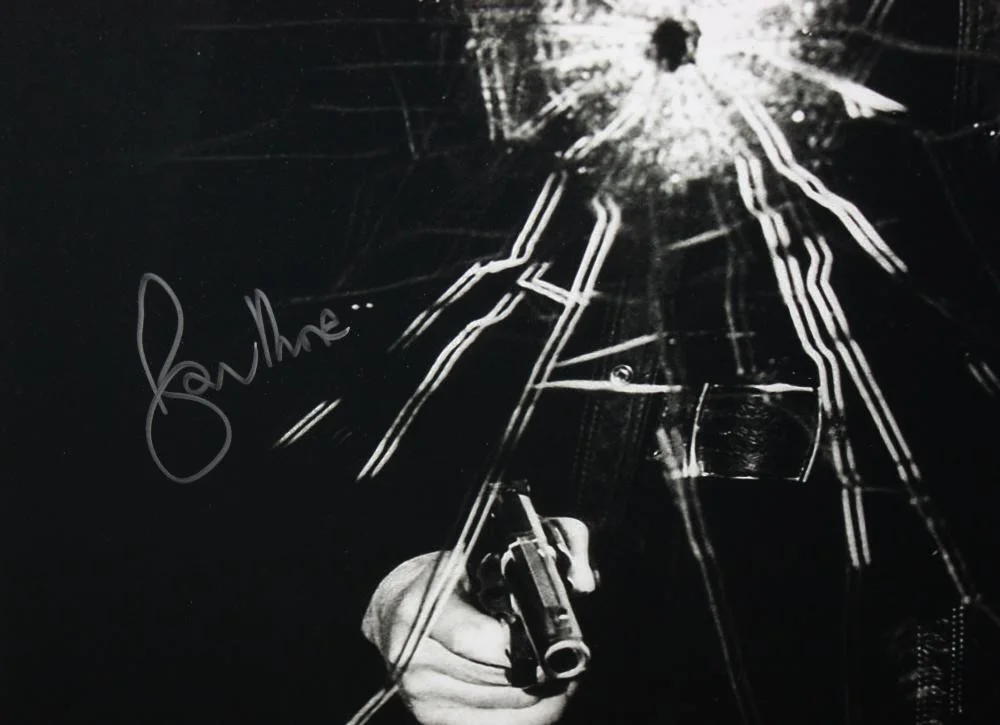 Roger Moore Autographed 16x20 James Bond Shattered Glass - JSA Authenticated, image 2
