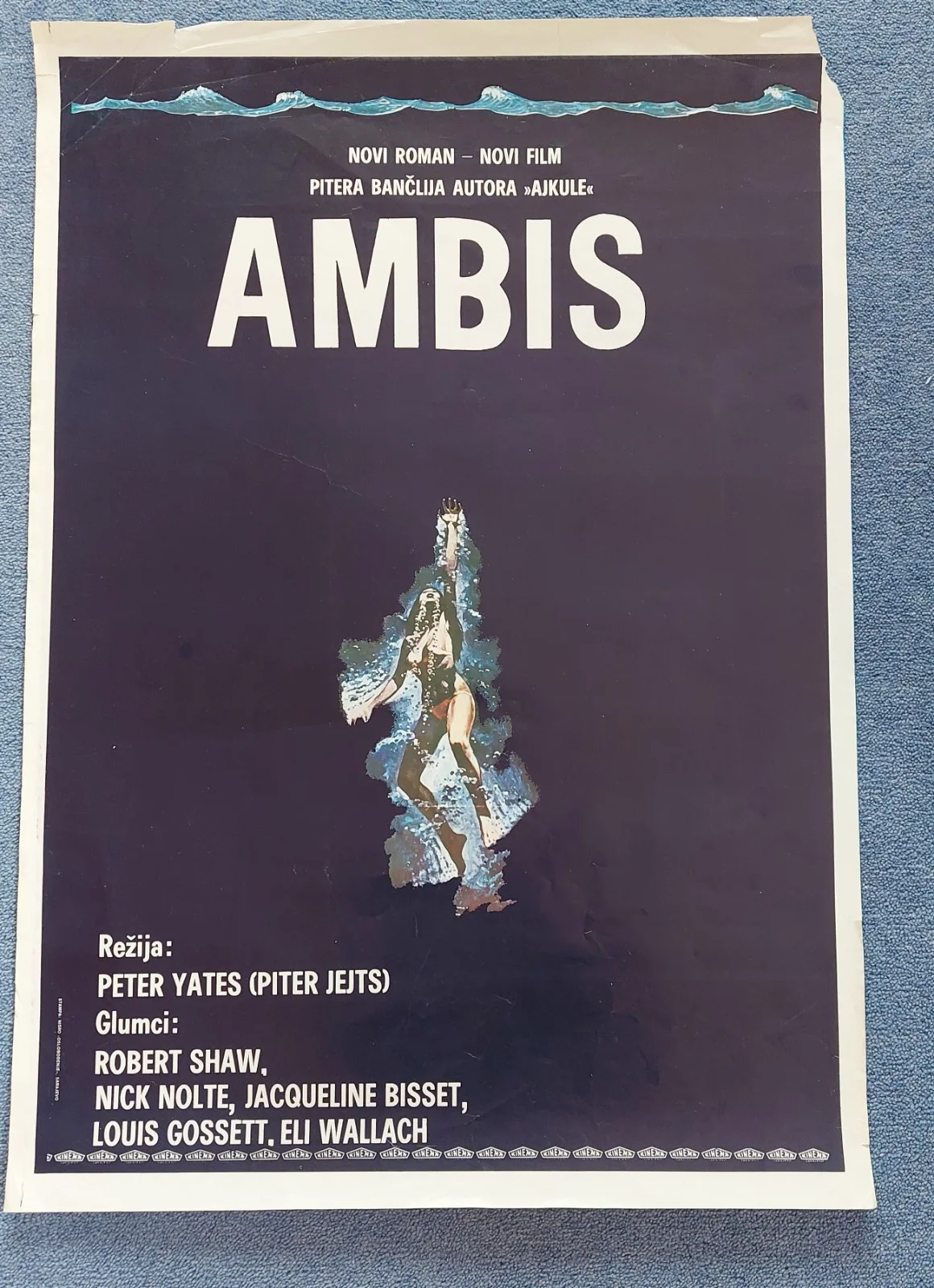 Vintage The Deep Poster 1978 Yugoslav AMBIS Rolled Rare Sarajevo 18x27, image 2