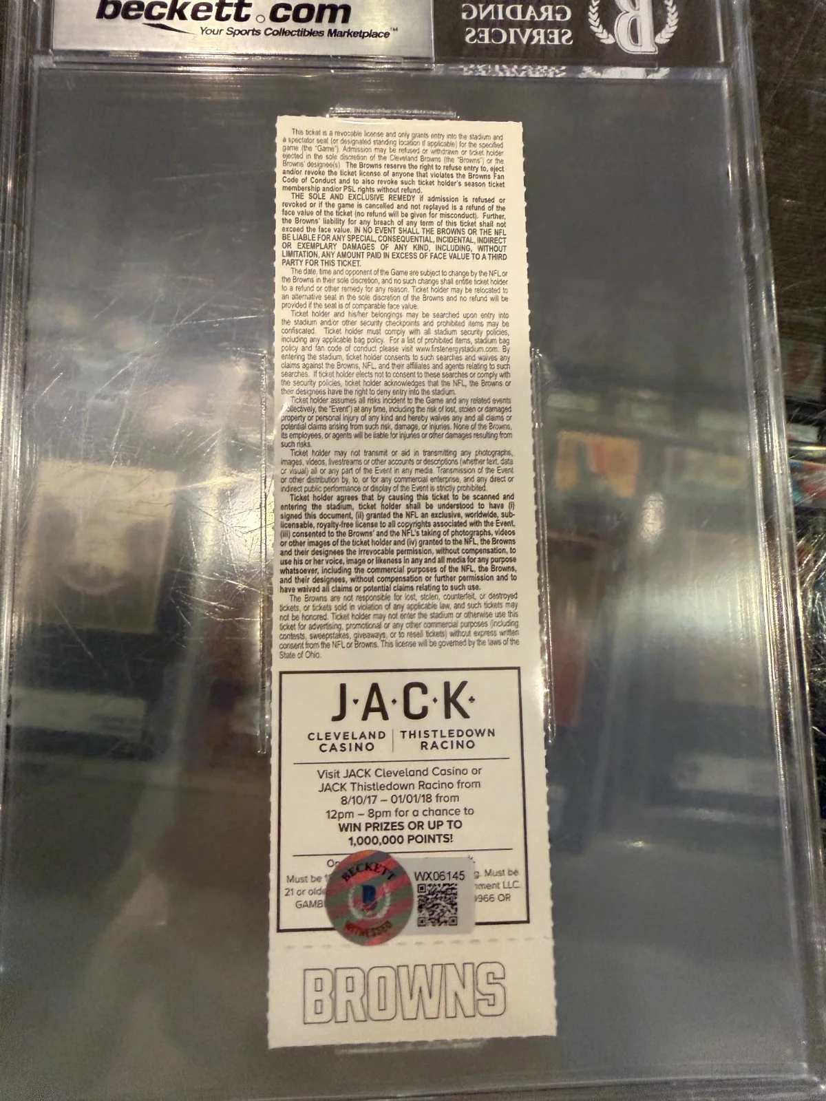 9/10 2017 T.J. WATT PITTSBURGH STEELERS 1ST GAME SIGNED FULL TICKET BECKETT SLAB, изображение 2
