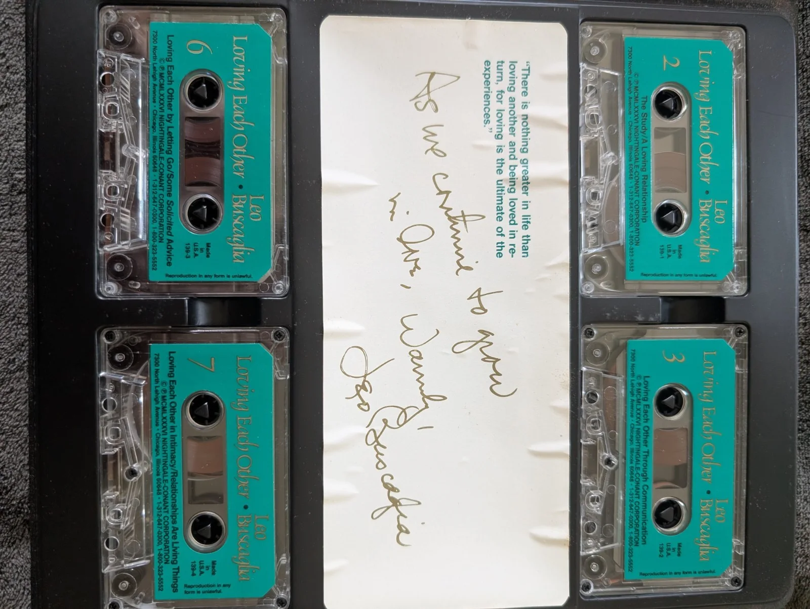 Leo Buscalia — leo buscaglia love Signed Cassette Tape Collection, image 3