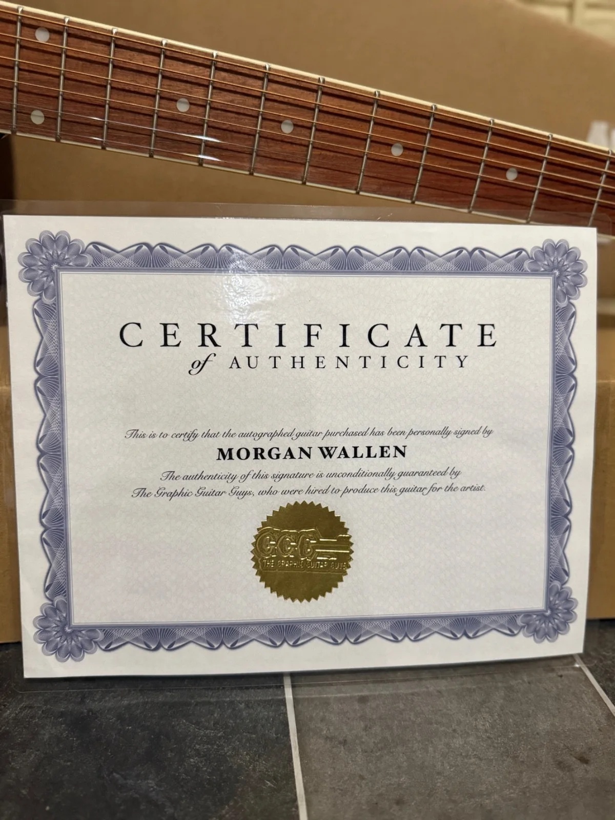 Morgan Wallen Signed Epiphone Guitar Gold Autograph Knoxville Hometown COA, изображение 4