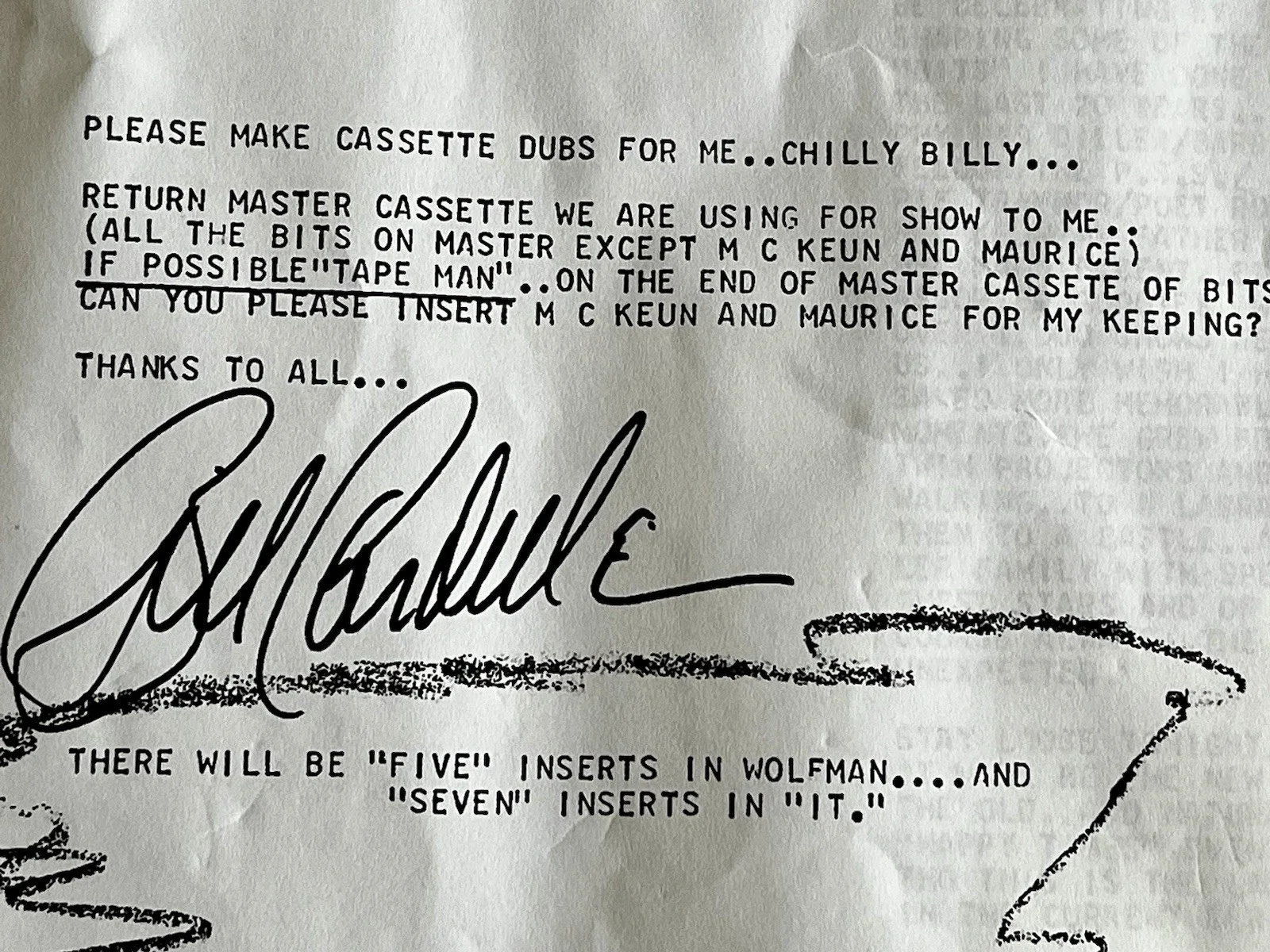 Bill Cardille, Chilly Billy — Chiller Theater Final Episode Script Cue Sheet Double Signed Horror TV Show 1984, image 5