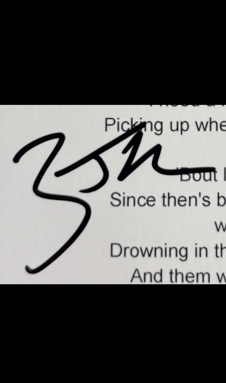 ZACH JOHN KING Country Music Signed Autographed “Space” Lyric Sheet *Proof, изображение 2