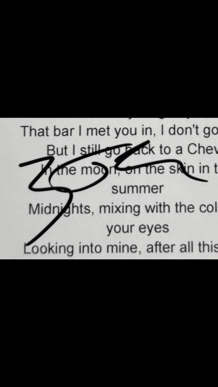 ZACH JOHN KING Country Music Signed Autographed “Slow Down” Lyric Sheet *Proof, image 2