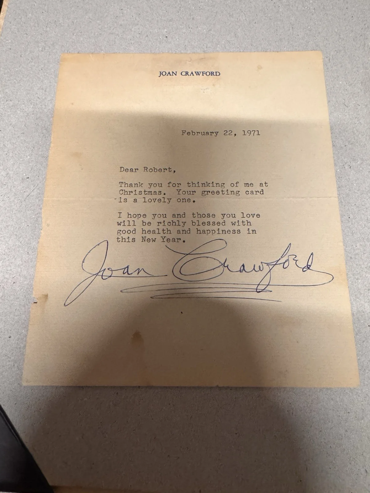 Joan Crawford Signed Letter Full Signature, image 3