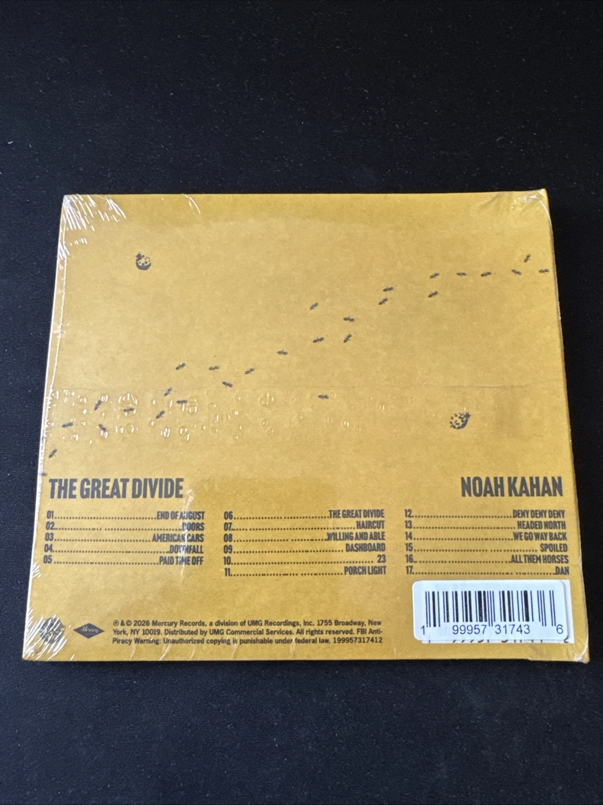 NOAH KAHAN AUTOGRAPHED THE GREAT DIVIDE SIGNED ART CARD IN NEW SEALED CD 2026, изображение 2