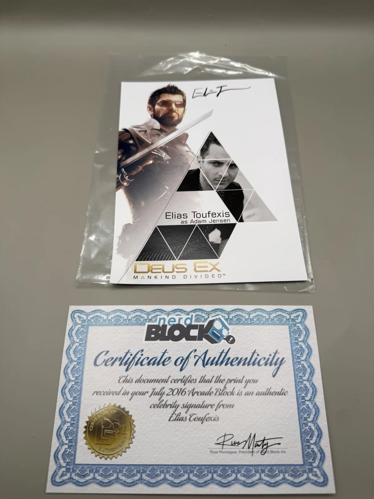 Elias Toufexis — Deus Ex: Mankind Divided Signed AUTOGRAPH Elias Toufexis Adam Jensen Print w/COA