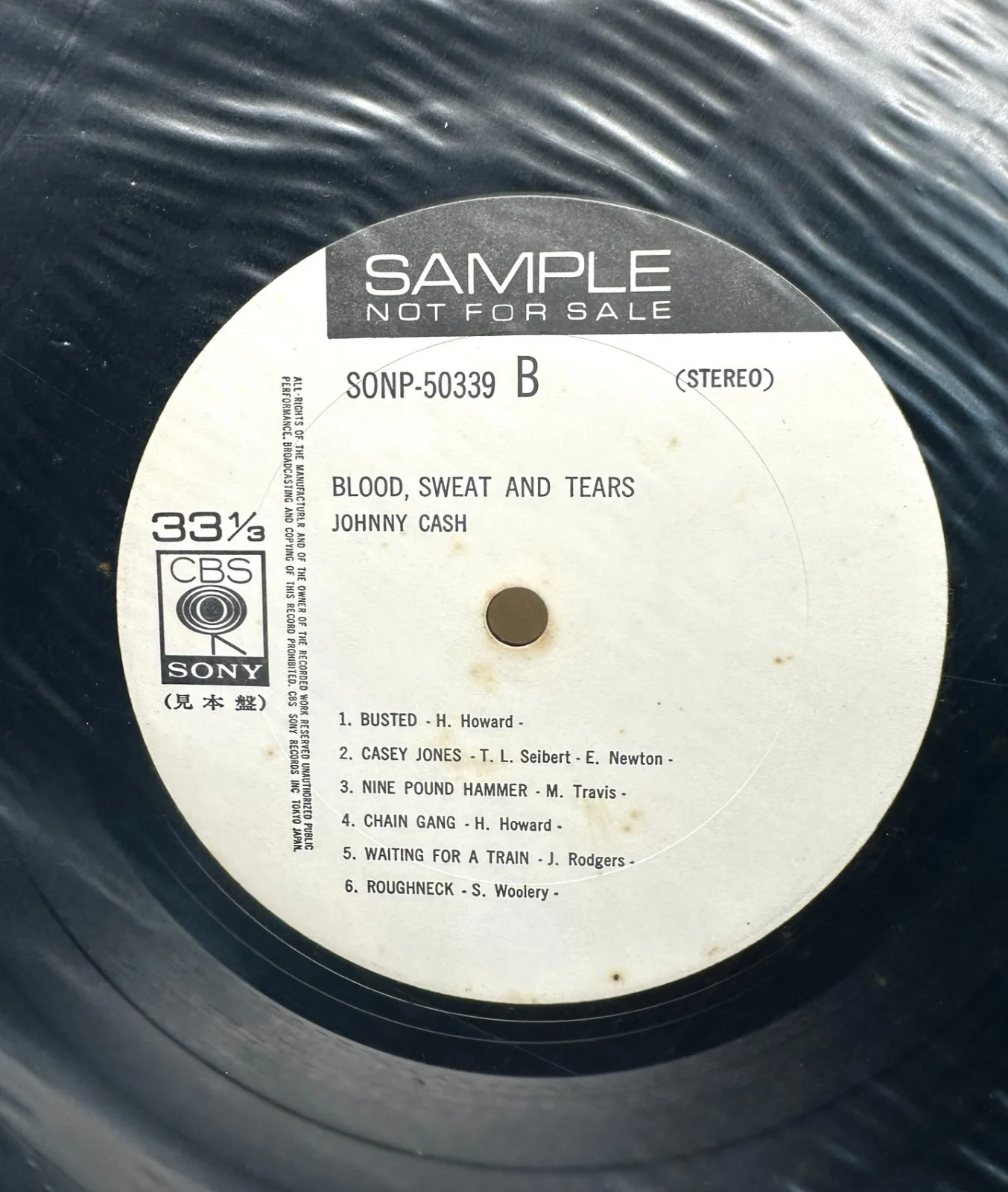 Johnny Cash Blood Sweat & Tears Japan White Label Promo LP Signed and Dated 1975, изображение 4