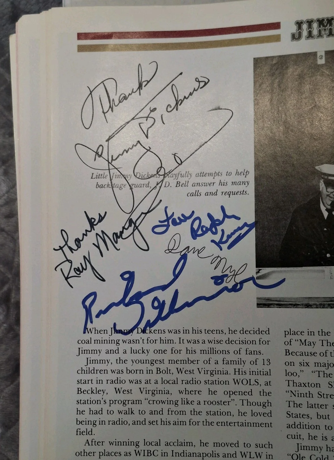 Little Jimmy Dickens Signature Autograph Grand Ole Opry WSM Picture History Book, изображение 2