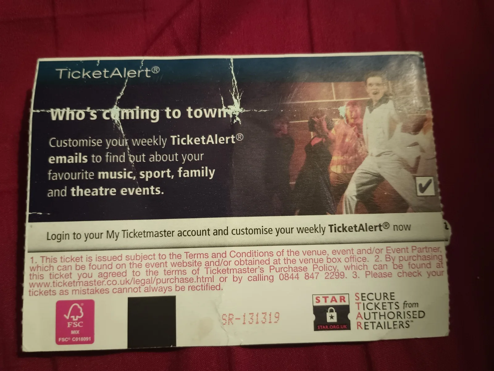Justin Furstenfeld "Open Book" Signed Concert Ticket, image 2