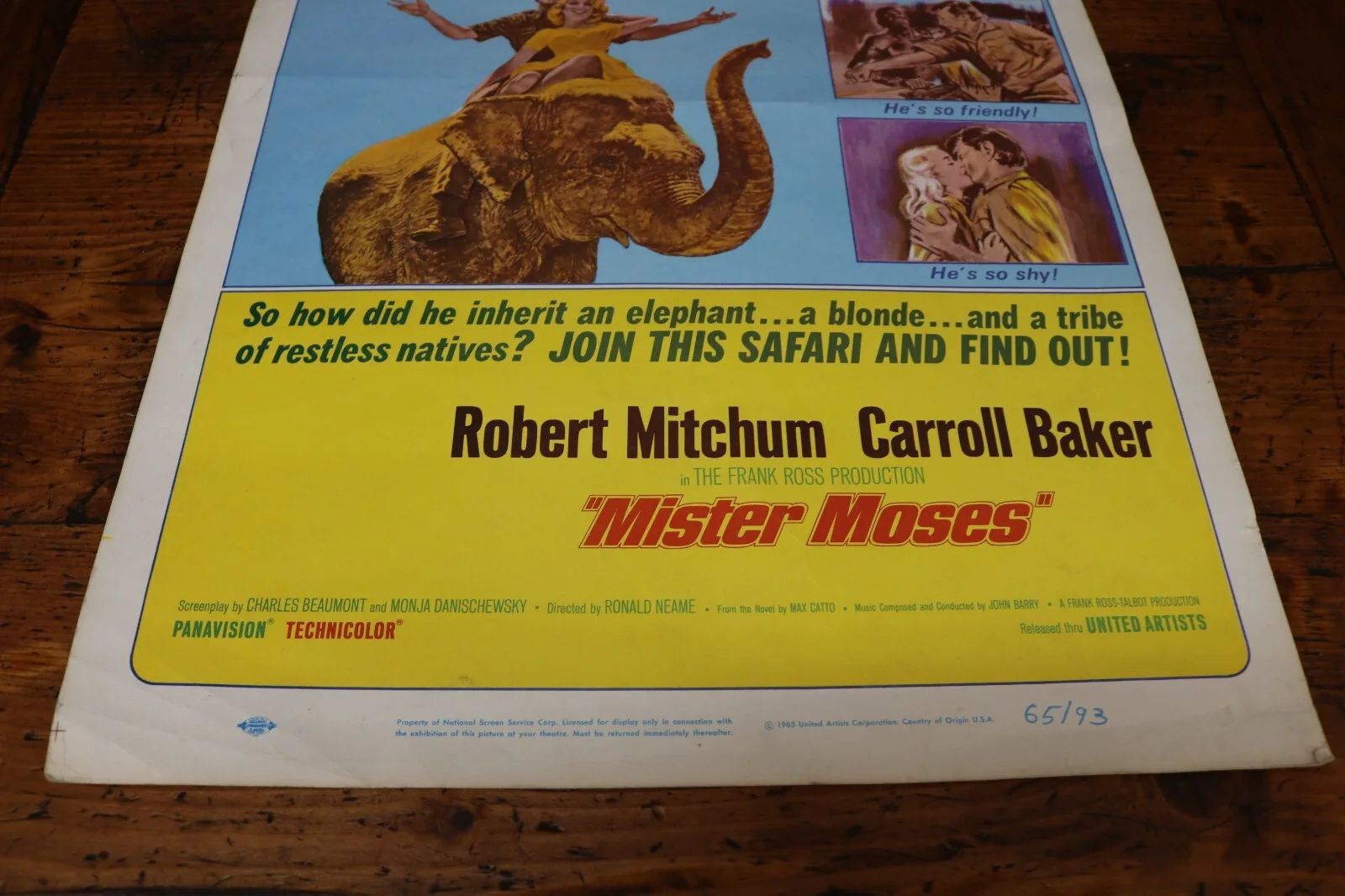 MISTER MOSES Movie Poster Original Vintage 1965 Robert Mitchum United Artists, изображение 3