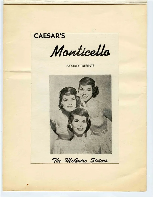 Caesar's Monticello McGuire Sisters Signed Photo Folder Framingham Massachusetts, image 2