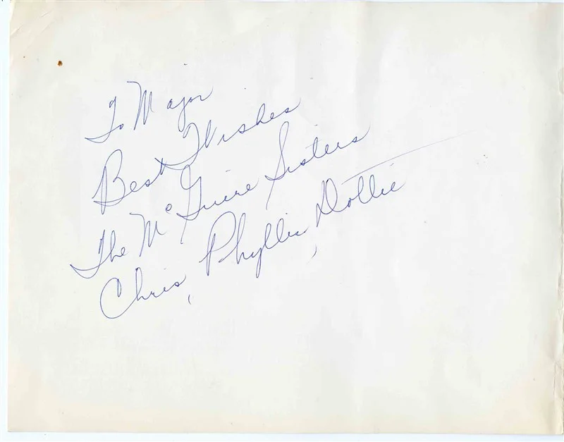 Caesar's Monticello McGuire Sisters Signed Photo Folder Framingham Massachusetts, image 3