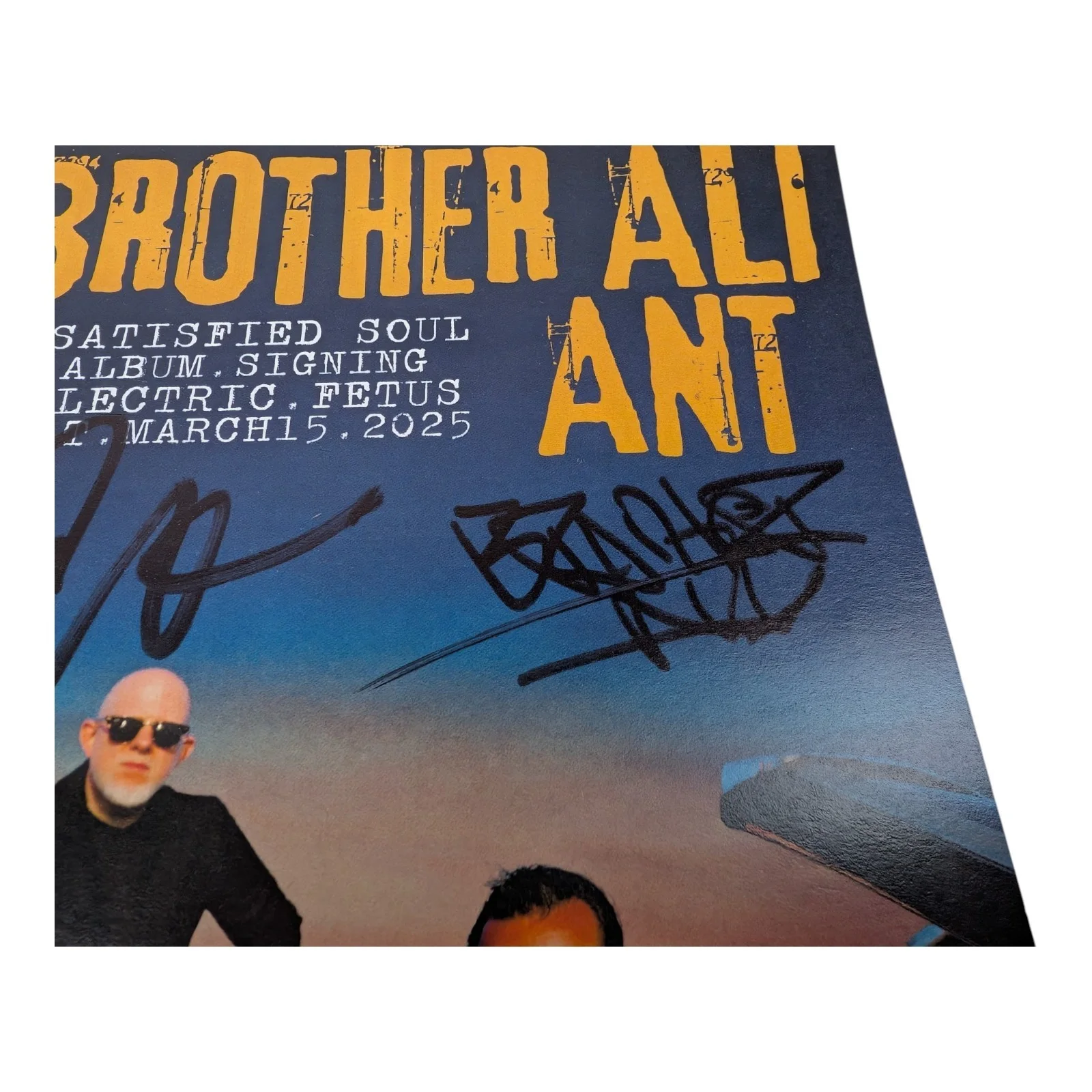 Brother Ali w/ Ant of Atmosphere Signed Auto Satisfied Soul Postcard Promo Print, изображение 3