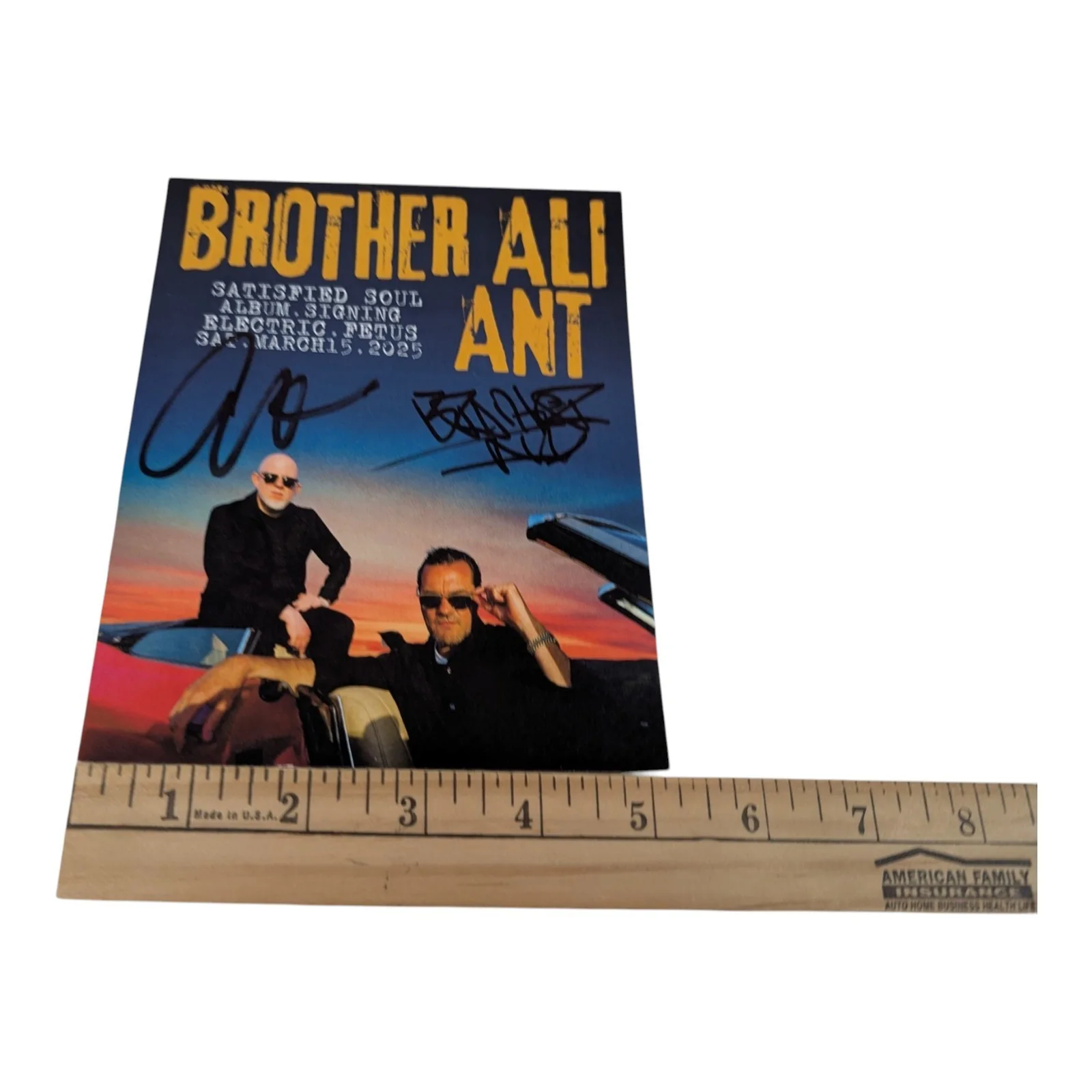 Brother Ali w/ Ant of Atmosphere Signed Auto Satisfied Soul Postcard Promo Print, изображение 5