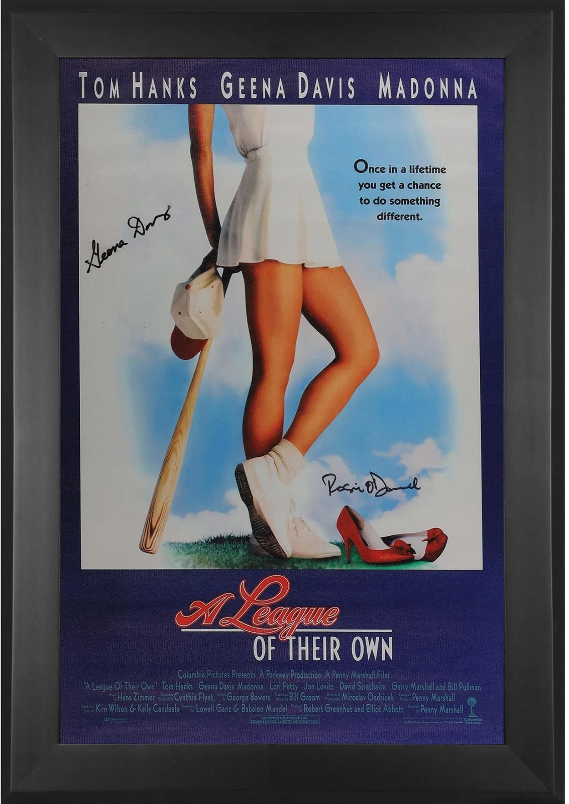 Rosie O'Donnell — Gena Davis & Rosie O'Donnell A League of Their Own Framed Signed 12x18 Poster