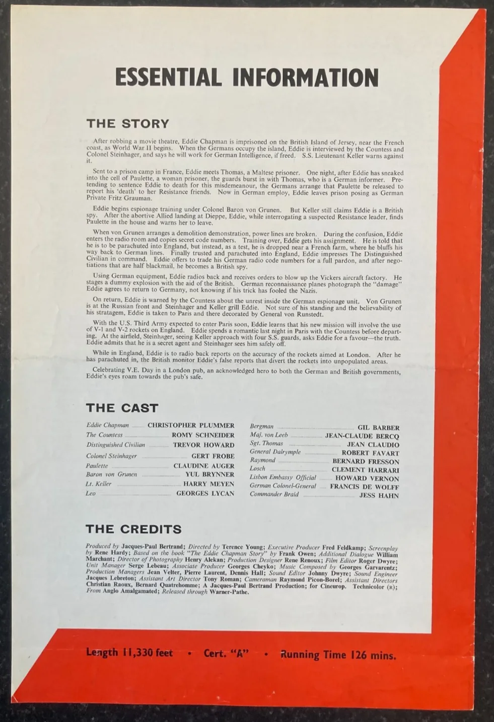 TRIPLE CROSS 1966 Original Movie Large UK Campaign Press Book, изображение 2