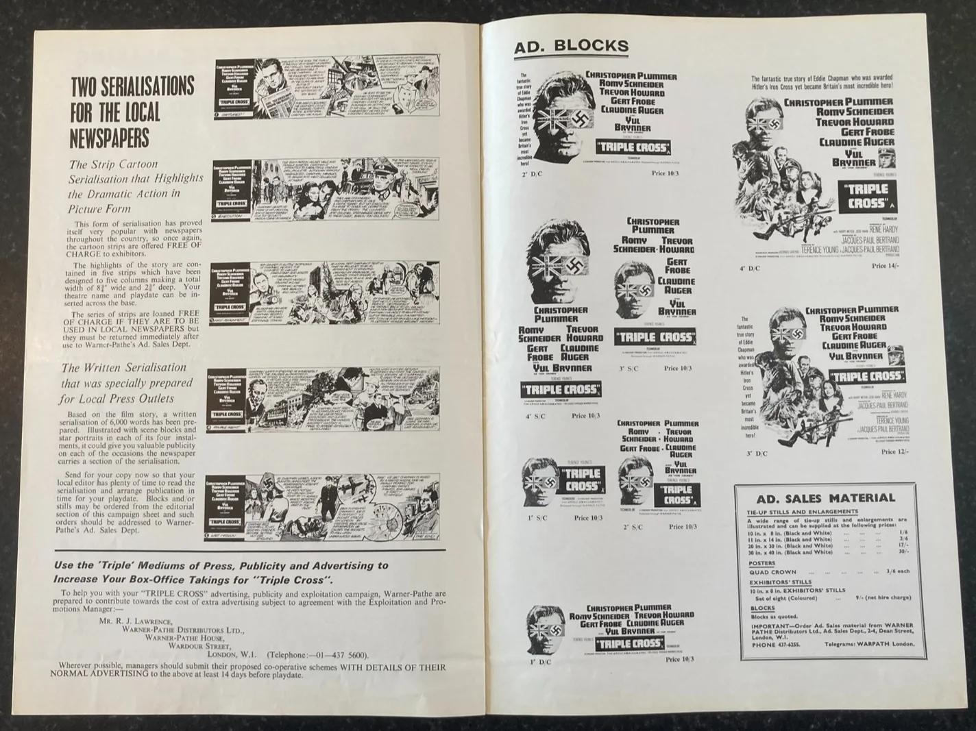 TRIPLE CROSS 1966 Original Movie Large UK Campaign Press Book, изображение 5