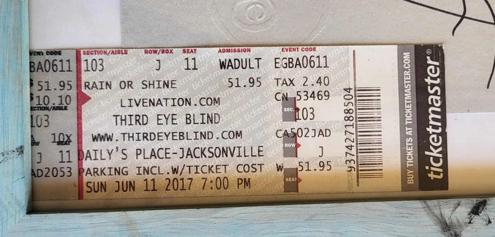 Third Eye Blind Signed Setlist Summer Gods Tour 2017 Daily's Place Jacksonvill ￼, image 2