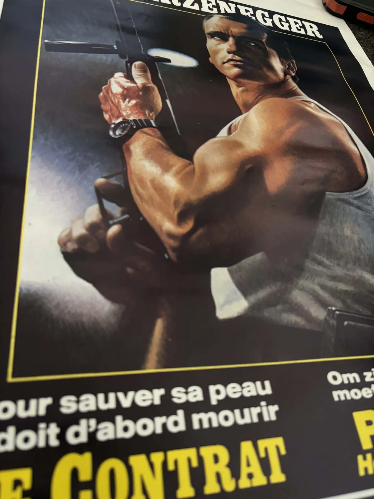 1986 Raw Deal Arnold Schwarzenegger Movie Poster French 14.5" x 21.75", изображение 3