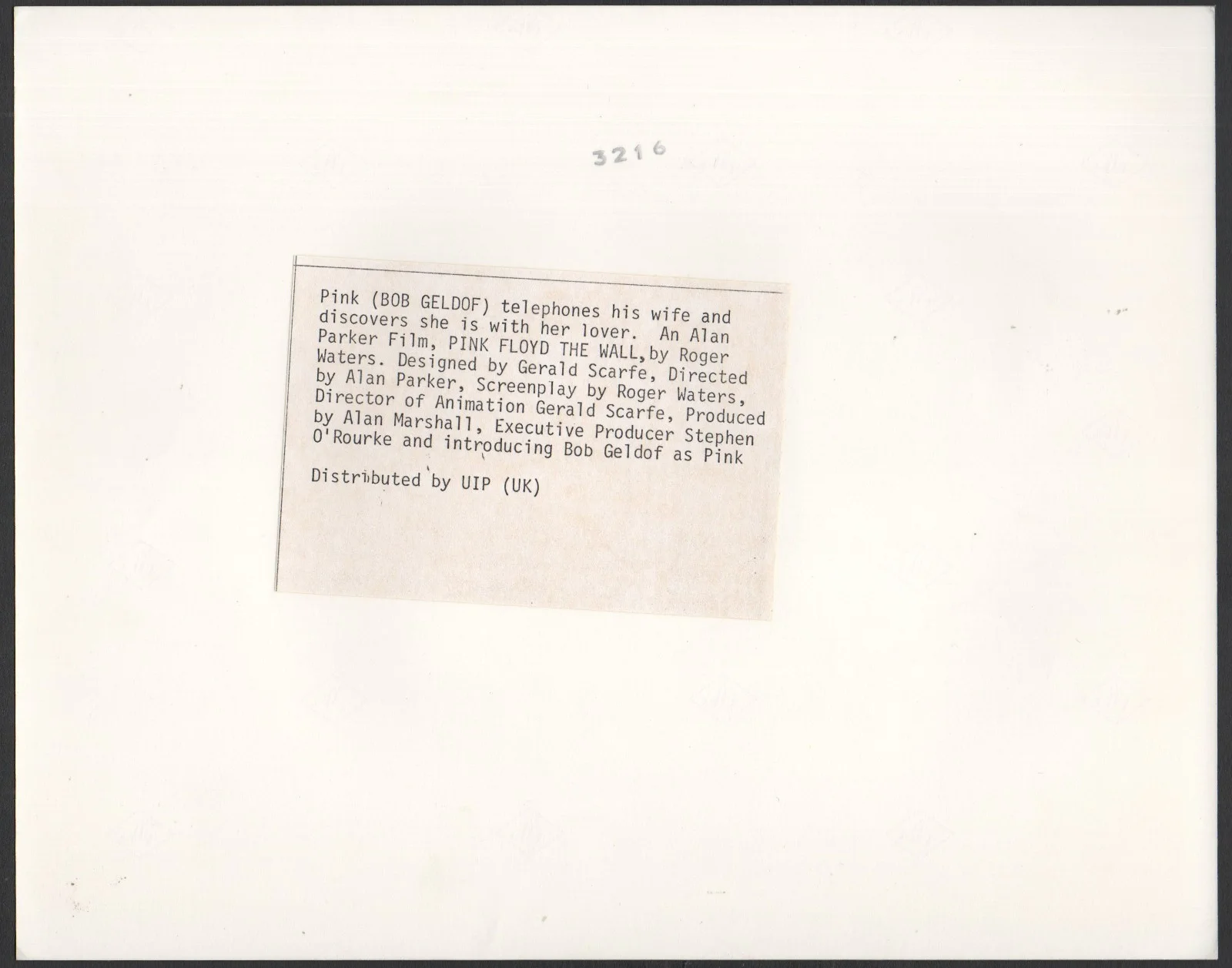 PINK FLOYD THE WALL 1982 Alan Parker Bob Geldof Kevin McKeon 2 10x8 STILLS, изображение 2